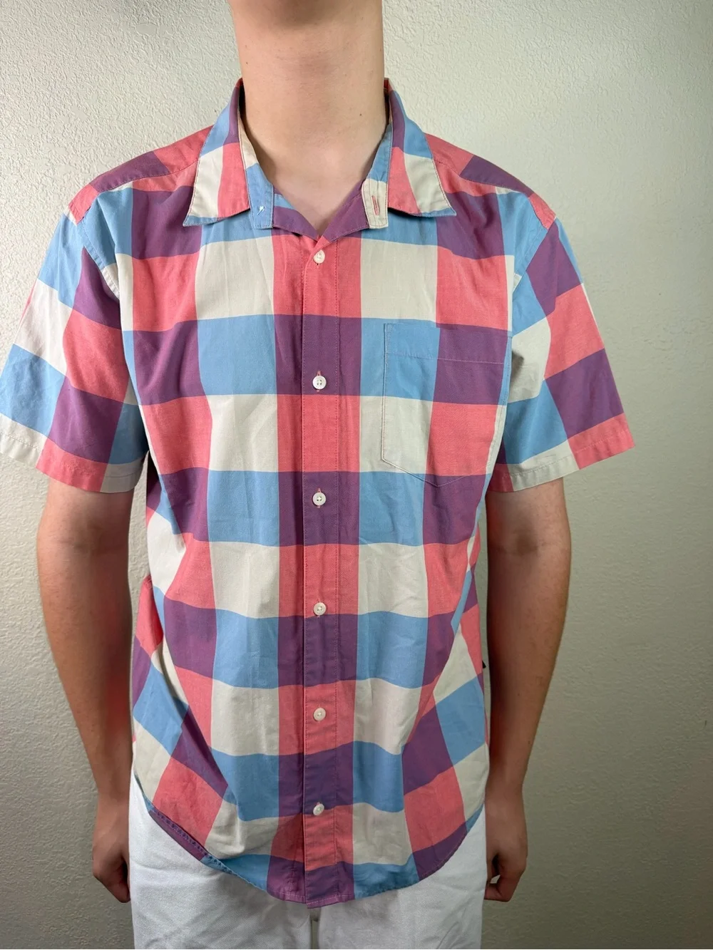 Patagonia Button Up Checker Plaid Short Sleeve Shirt Men’s Large